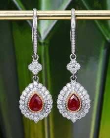 1.2ct Pigeon Blood Ruby 18K Gold Earrings