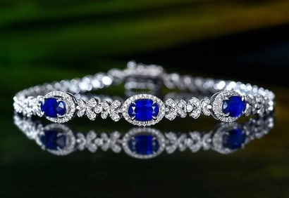 2.4ct Sri Lankan Sapphire 18K Gold Bracelet