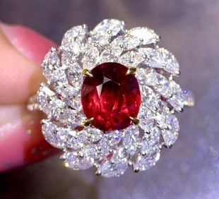 2ct Mozambique Pigeon Blood Ruby 18K Gold Ring