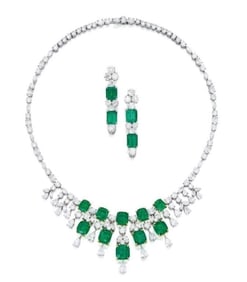 40ct Natural Emerald Necklace Set 18K gold