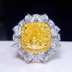 5ct Natural Yellow Diamond 18K Gold Ring