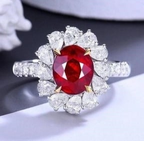 3ct Natural Pigeon Blood Ruby Ring 18K Gold