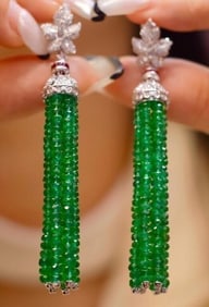 48.9ct Natural Emerald 18K Gold Earrings