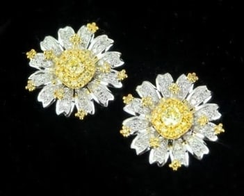 Natural Yellow Diamond Earrings 18K Gold
