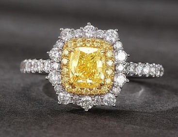 1ct Natural Yellow Diamond 18K Gold Ring