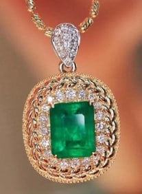 1.9ct Afghanistan Emerald Pendant 18K Gold