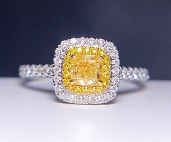 Natural Yellow Diamond 18K Gold Ring