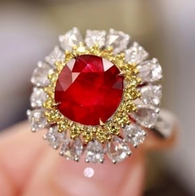 3ct Pigeon Blood Ruby 18K Gold Ring