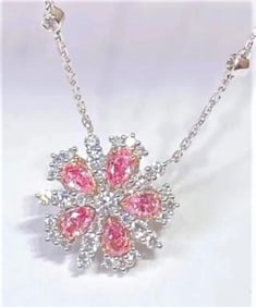 Natural Pink Diamond Necklace 18K Gold