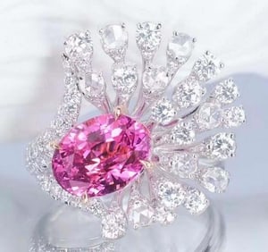 5.1ct Natural Pink Sapphire Ring 18K Gold