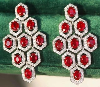 5.6ct Pigeon Blood Ruby Earrings 18K Gold