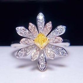 Natural Yellow Diamond 18K Gold Ring