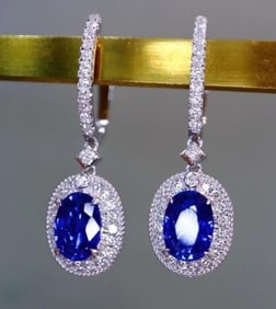 2.16ct Royal Blue Sapphire 18K Gold Earrings