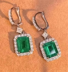 4.2ct Natural Emerald 18K Gold Earrings