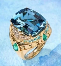16.5ct Santa Maria Aquamarine 18K Gold Ring