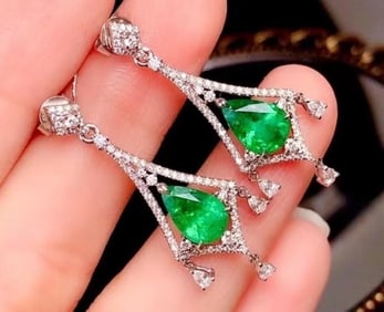 3ct Natural Emerald 18K Gold Earrings