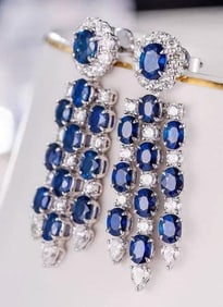 6.7ct Sri Lanka Sapphire Earrings 18K Gold