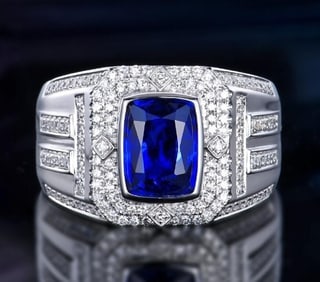 2.2ct Royal Blue Sapphire 18K Gold Ring
