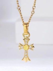 Natural Yellow Diamond Necklace 18K Gold