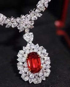 5ct Pigeon Blood Ruby Necklace 18K Gold