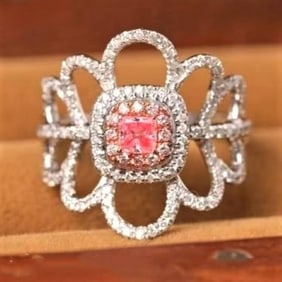 Natural Pink Diamond Ring 18K Gold