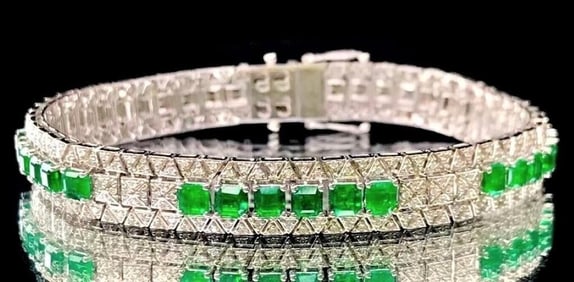3.9ct Afghanistan Emerald 18K Gold Bracelet