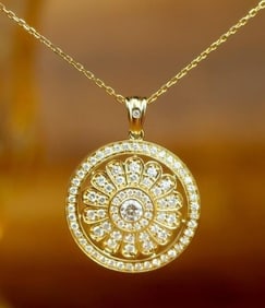 Natural Diamond 18K Gold Pendant