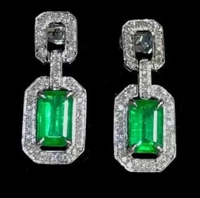 1ct Afghanistan Emerald 18K Gold Earrings
