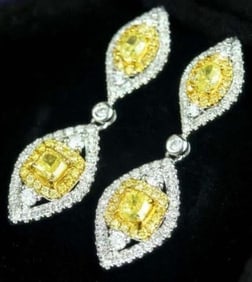 Natural Yellow Diamond Earrings 18K Gold