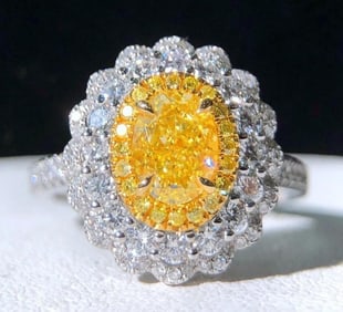 1ct Natural Yellow Diamond Ring 18K Gold