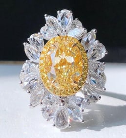 3ct Natural Yellow Diamond Ring 18K Gold