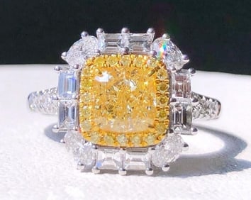 1ct Natural Yellow Diamond Ring 18K Gold