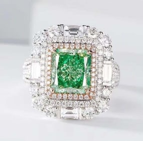 3ct Natural Green Diamond 18K Gold Ring
