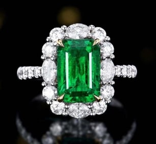 3.7ct Zambian Emerald 18K Gold Ring