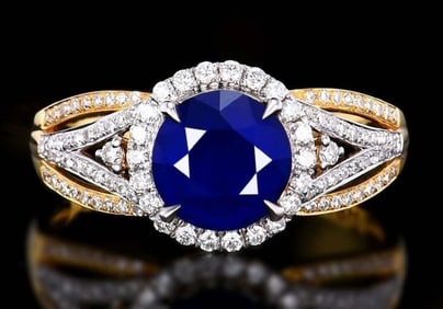 2.1ct Sri Lankan Sapphire 18K Gold Ring