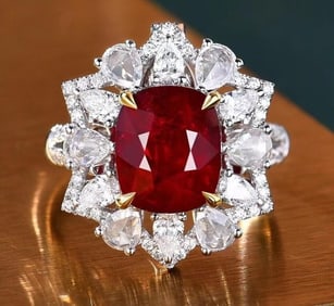 4.2ct Natural Pigeon Blood Ruby Ring 18K Gold