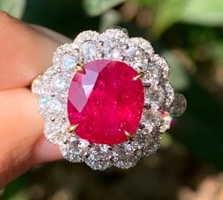3.5ct Natural Ruby Ring 18K Gold