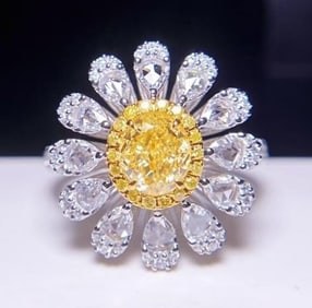 1ct Natural Yellow Diamond 18K Gold Ring