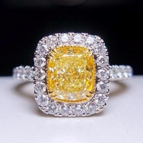 2ct Natural Yellow Diamond 18K Gold Ring