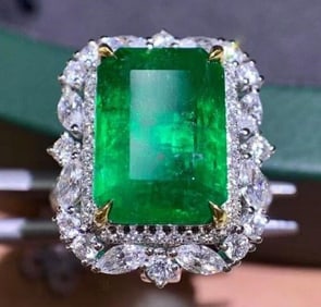 6.5ct Natural Emerald Ring 18K Gold