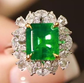 3ct Natural Emerald Ring 18K Gold