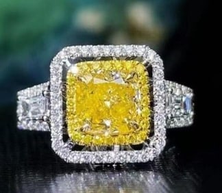 2ct Natural Yellow Diamond Ring 18K Gold