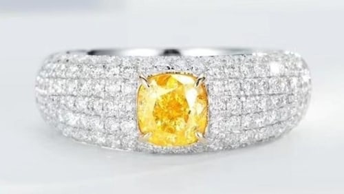 1ct Natural Yellow Diamond 18K Gold Ring
