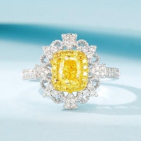 1ct Natural Yellow Diamond 18K Gold Ring