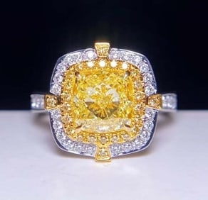 2ct Natural Yellow Diamond 18K Gold Ring