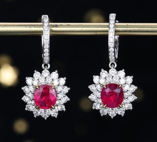 2ct Natural Ruby 18K Gold Earrings