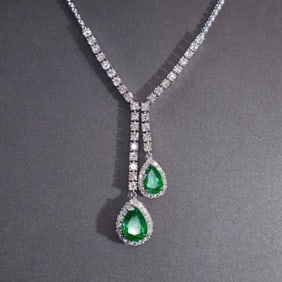 3.3ct Natural Emerald 18K Gold Necklace