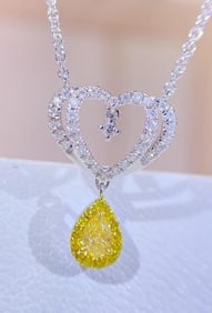 Natural Yellow Diamond Necklace 18K Gold