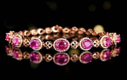3.7ct Natural Sapphire 18K Gold Bracelet