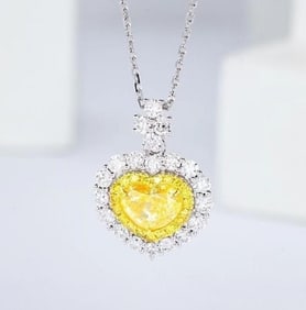 1ct Natural Yellow Diamond 18K Gold Pendant